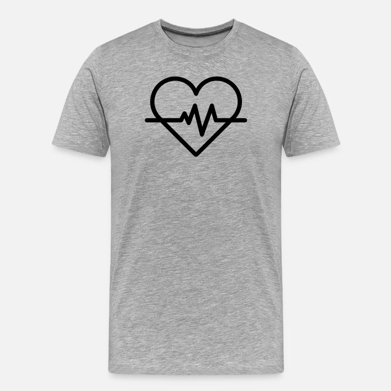 Herzfrequenz - Männer Premium Bio T-Shirt - Grau meliert