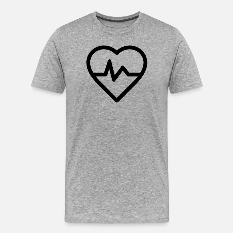 Herzfrequenz - Männer Premium Bio T-Shirt - Grau meliert