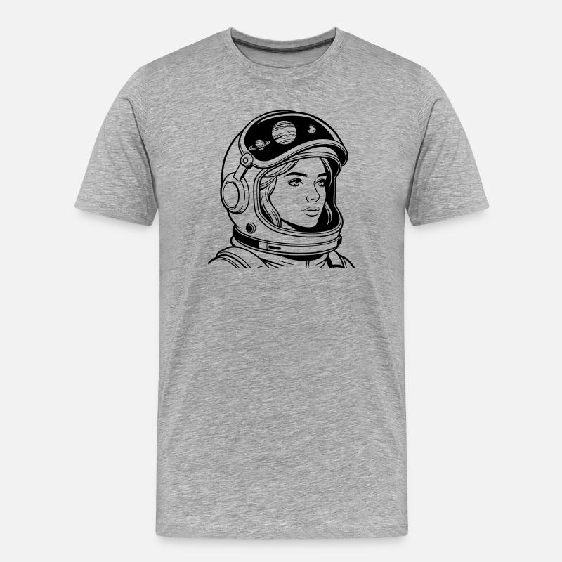 Weltraumfrau - Männer Premium Bio T-Shirt - Grau meliert