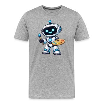Künstlerischer Malroboter mit Palette - Männer Premium Bio T-Shirt - Grau meliert - Vorne - Damien (186cm)