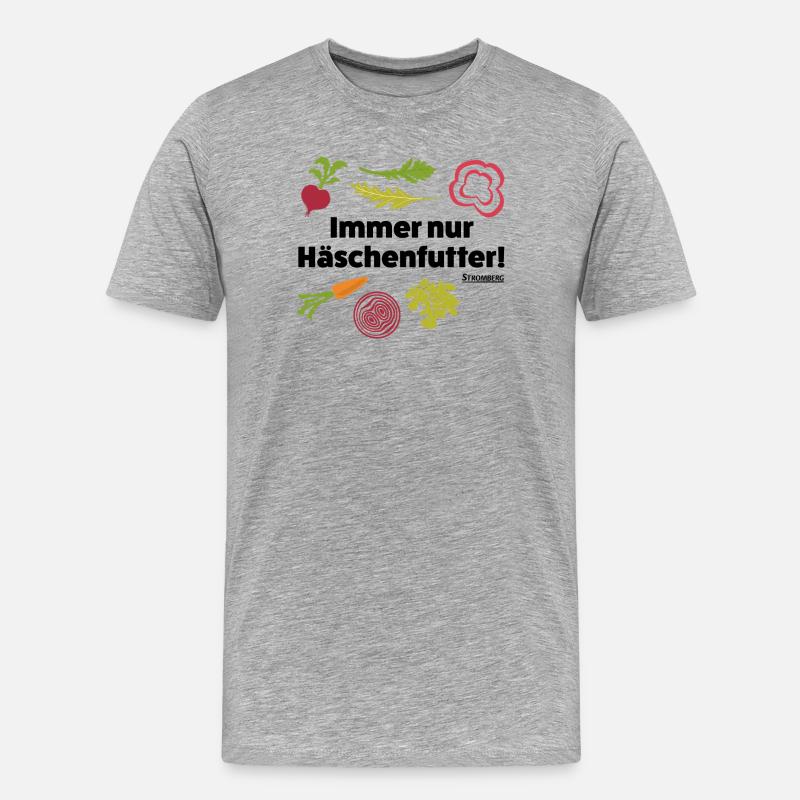 Stromberg Häschenfutter Spruch Und Gemüse - Männer Premium Bio T-Shirt - Grau meliert