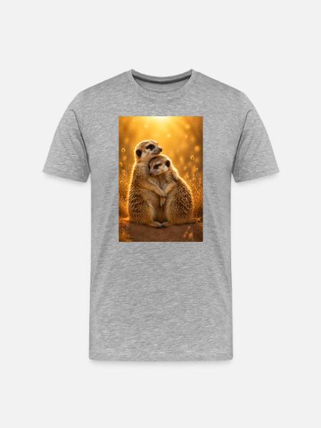 Meerkat Hug - Men's Premium Organic T-Shirt - heather grey