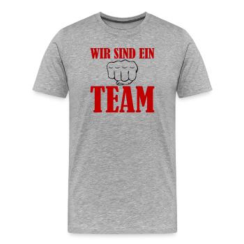 Wir Sind Ein Team  - Männer Premium Bio T-Shirt - Grau meliert - Vorne - Damien (186cm)