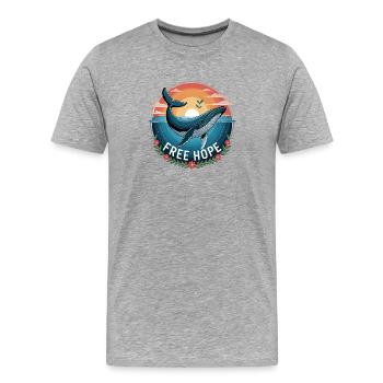 FREE HOPE :: Hope/ Timmy the Whale in the Baltic Sea - Men's Premium Organic T-Shirt - heather grey - Front - Damien (186cm)