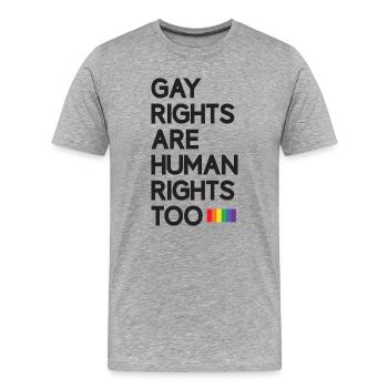 LGBT Pride Month - Gay Rights Are Human Rights Too - Men's Premium Organic T-Shirt - heather grey - Front - Damien (186cm)