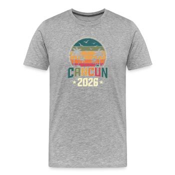 Cancun 2026 - Männer Premium Bio T-Shirt - Grau meliert - Vorne - Damien (186cm)