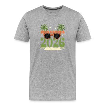 Grande Canarie 2026 - T-shirt bio Premium Homme - gris chiné - Devant - Damien (186cm)