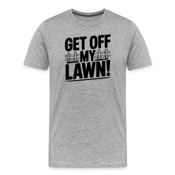 Runter von meinem Rasen! - Männer Premium Bio T-Shirt - Grau meliert - Vorne - Damien (186cm)