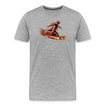 Fußball Spieler Energie Sport Design  - Männer Premium Bio T-Shirt - Grau meliert - Vorne - Damien (186cm)