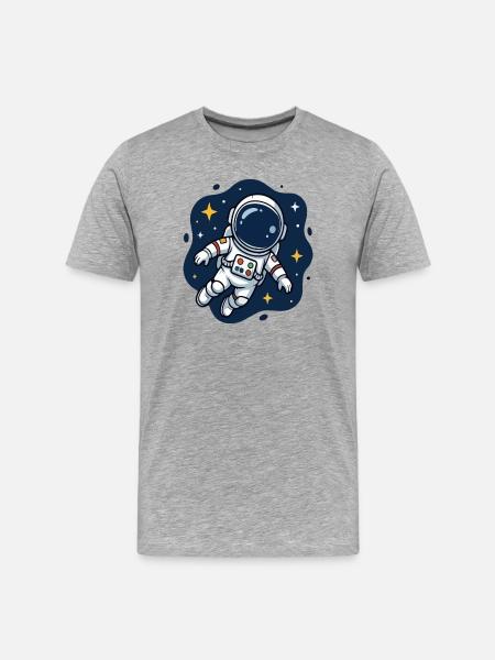 Cosmic Astronaut in Starry Night - Men's Premium Organic T-Shirt - heather grey