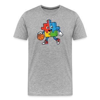 Une pièce de puzzle colorée dribble au basket - T-shirt bio Premium Homme - gris chiné - Devant - Damien (186cm)