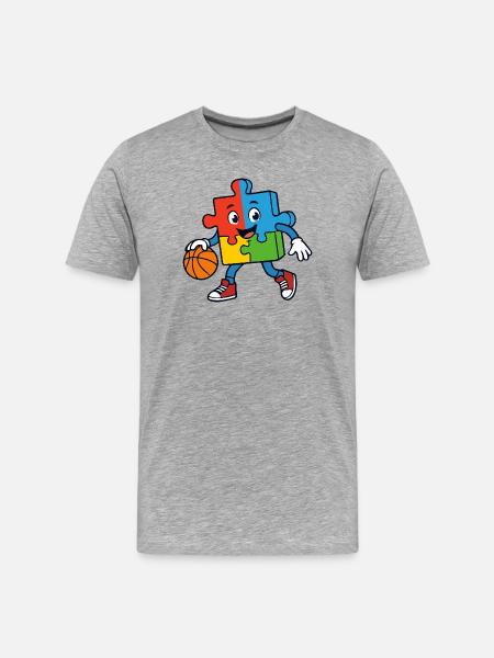 Buntes Puzzlestück Dribblings Basketball - Männer Premium Bio T-Shirt - Grau meliert
