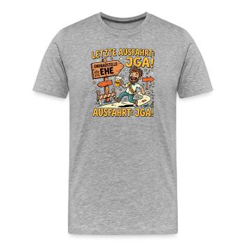 Letzte Ausfahrt JGA Endbaustelle Ehe - Männer Premium Bio T-Shirt - Grau meliert - Vorne - Damien (186cm)