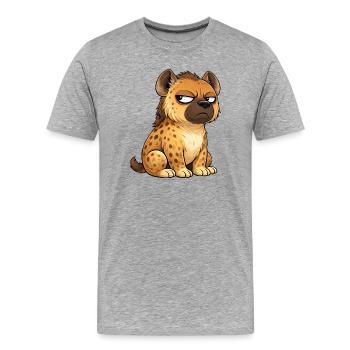 Cute skeptical hyena cartoon funny whimsical - Men's Premium Organic T-Shirt - heather grey - Front - Damien (186cm)