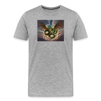 Tempête de Dragon au-dessus des Nuages - T-shirt bio Premium Homme - gris chiné - Devant - Damien (186cm)