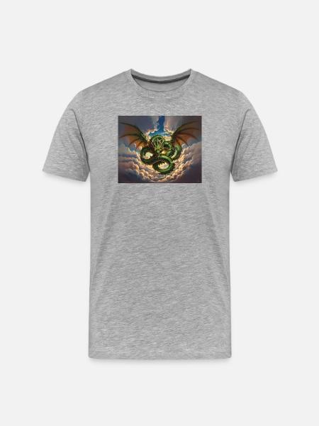 Dragon Storm over Clouds - Men's Premium Organic T-Shirt - heather grey