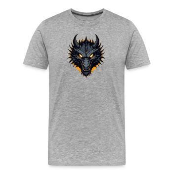Tête de Dragon Dragon Noir - T-shirt bio Premium Homme - gris chiné - Devant - Damien (186cm)