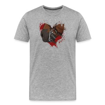 The mouth of a horse with a bit, and a heart - Men's Premium Organic T-Shirt - heather grey - Front - Damien (186cm)