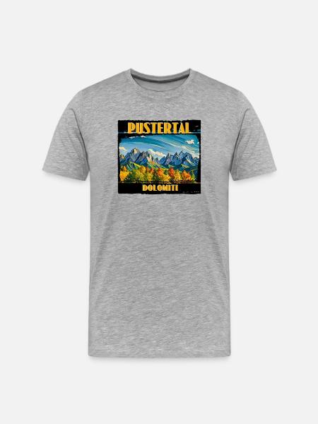 Pustertal Dolomiten - Männer Premium Bio T-Shirt - Grau meliert