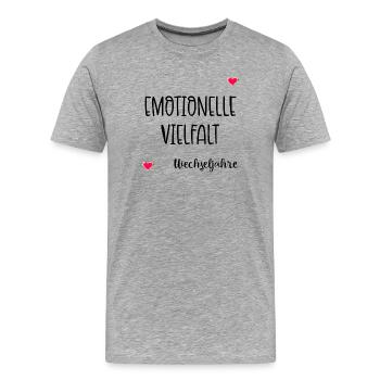 Menopause Emotionen Wechseljahre - Männer Premium Bio T-Shirt - Grau meliert - Vorne - Damien (186cm)