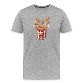 Sourire en seau de popcorn - T-shirt bio Premium Homme - gris chiné - Devant - Damien (186cm)