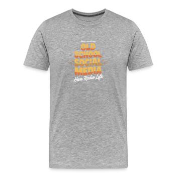 Vieille école de la radio amateur sociale - T-shirt bio Premium Homme - gris chiné - Devant - Damien (186cm)