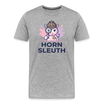 Horn Sleuth Lustige Einhorn-Detektiv-Krimi-Kunst - Männer Premium Bio T-Shirt - Grau meliert - Vorne - Damien (186cm)