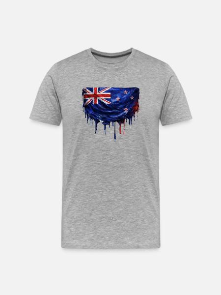 Drapeau néo-zélandais dégoulinant - T-shirt bio Premium Homme - gris chiné