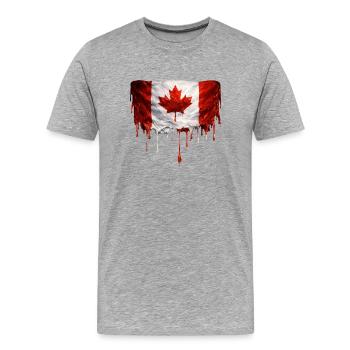 Drapeau canadien dégoulinant - T-shirt bio Premium Homme - gris chiné - Devant - Damien (186cm)