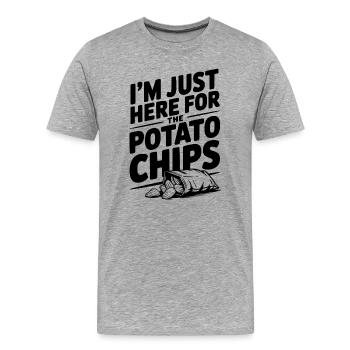 Je suis juste là pour les chips - T-shirt bio Premium Homme - gris chiné - Devant - Damien (186cm)