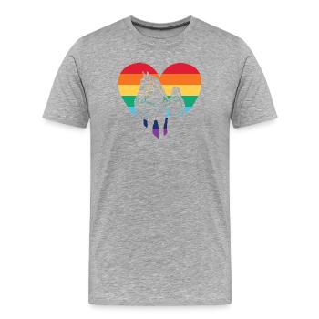 Regenbogenherz Reiter mit Pferd / CSD Motiv - Männer Premium Bio T-Shirt - Grau meliert - Vorne - Damien (186cm)