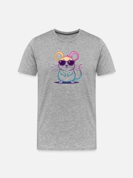 Rainbow Mouse Glasses - Men's Premium Organic T-Shirt - heather grey