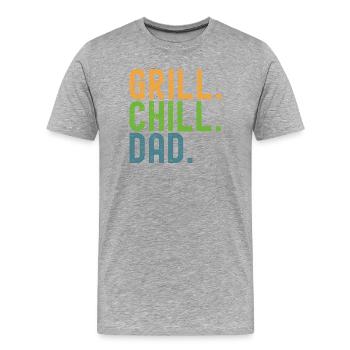 BBQ. Chill. Dad. Dads and crickets. - Men's Premium Organic T-Shirt - heather grey - Front - Damien (186cm)
