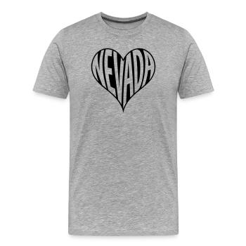 Typographie cardiaque du Nevada USA - T-shirt bio Premium Homme - gris chiné - Devant - Damien (186cm)
