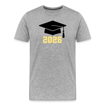 Graduate 2026 Bachelor Hat - Men's Premium Organic T-Shirt - heather grey - Front - Damien (186cm)