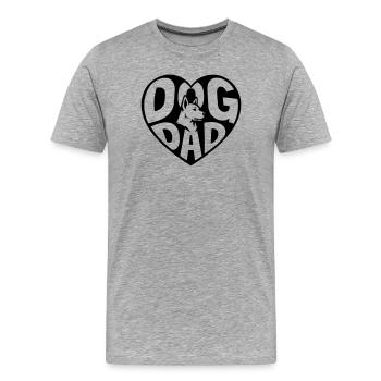 Dog Dad - Hundepapa Herz mit Hundesilhouette - Männer Premium Bio T-Shirt - Grau meliert - Vorne - Damien (186cm)