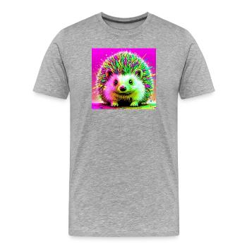 hedgehog - Men's Premium Organic T-Shirt - heather grey - Front - Damien (186cm)