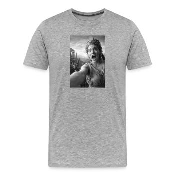 Artemis-Selfie mit einem Hirsch - Männer Premium Bio T-Shirt - Grau meliert - Vorne - Damien (186cm)