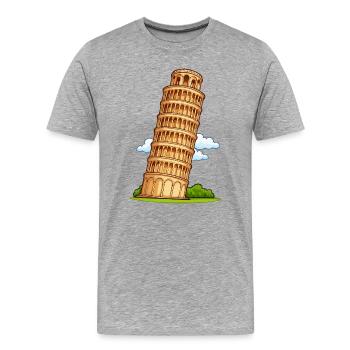 Dessin animé de la Tour de Pise - T-shirt bio Premium Homme - gris chiné - Devant - Damien (186cm)
