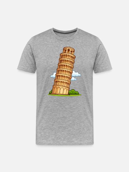 Pisa Tower Cartoon - Men's Premium Organic T-Shirt - heather grey