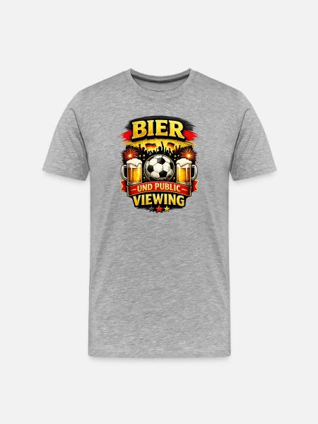 Bier & Public Viewing – Fußballfeier Deutschland - Männer Premium Bio T-Shirt - Grau meliert