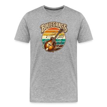 Retro Vintage Bluegrass Musik Mandoline  - Männer Premium Bio T-Shirt - Grau meliert - Vorne - Damien (186cm)