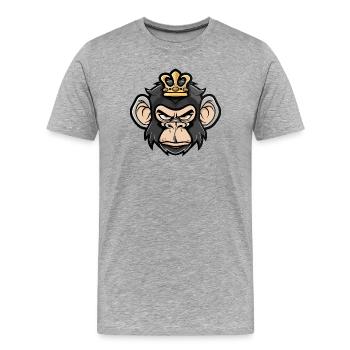 Couronne de tête de singe - T-shirt bio Premium Homme - gris chiné - Devant - Damien (186cm)