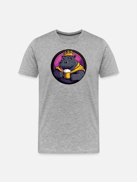 Nilpferd Bier Lustig - Männer Premium Bio T-Shirt - Grau meliert