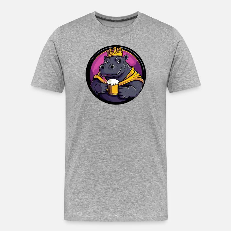 Nilpferd Bier Lustig - Männer Premium Bio T-Shirt - Grau meliert