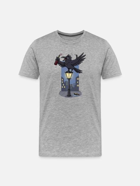 Irradiated raven on street lamp - Men's Premium Organic T-Shirt - heather grey