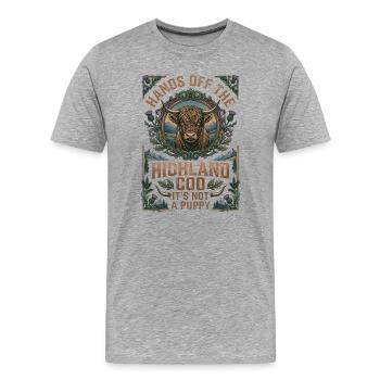 Highlands Cow - Männer Premium Bio T-Shirt - Grau meliert - Vorne - Damien (186cm)