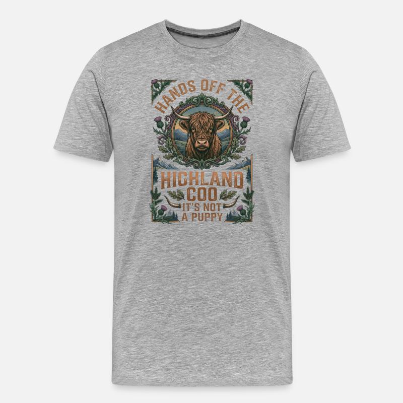 Highlands Cow - Männer Premium Bio T-Shirt - Grau meliert