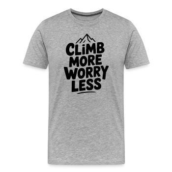Grimpez plus, inquiétez-vous moins - T-shirt bio Premium Homme - gris chiné - Devant - Damien (186cm)