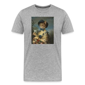 Catleen - Männer Premium Bio T-Shirt - Grau meliert - Vorne - Damien (186cm)